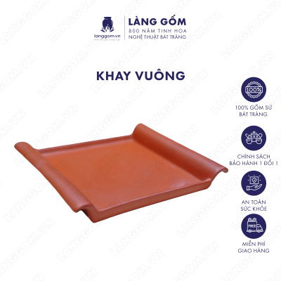 Khay vuông men mộc màu đỏ