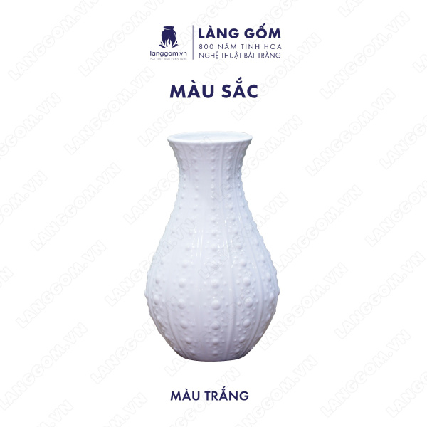Lọ hoa Men trắng sọc bi