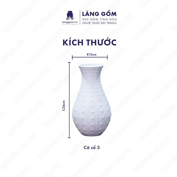 Lọ hoa Men trắng sọc bi