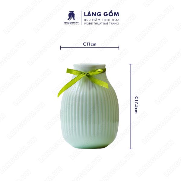 Lọ hoa Men ngọc bầu khía
