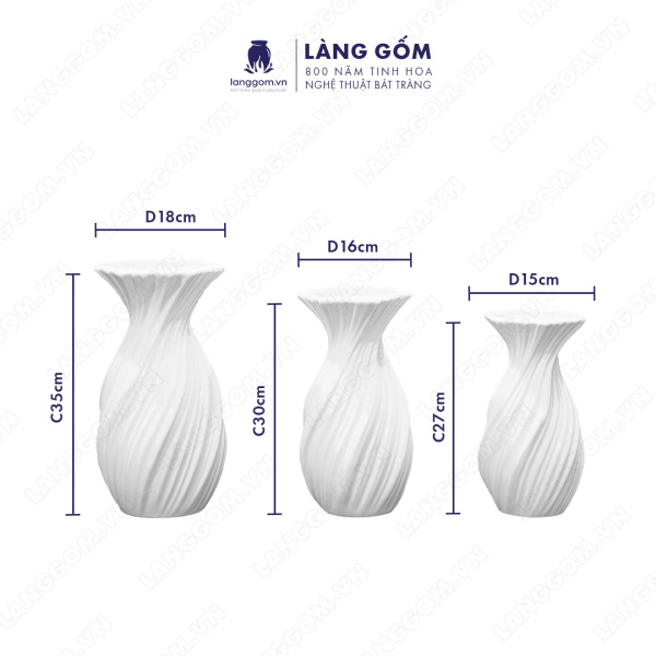 Lọ hoa Men trắng tỏi vặn