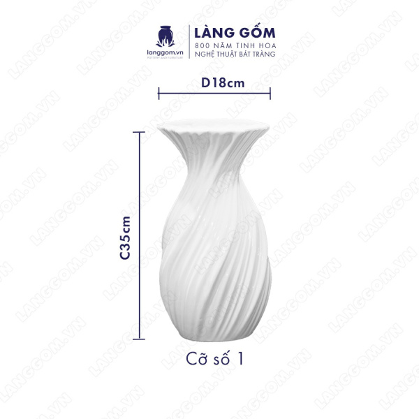 Lọ hoa Men trắng tỏi vặn