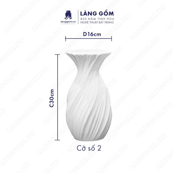 Lọ hoa Men trắng tỏi vặn