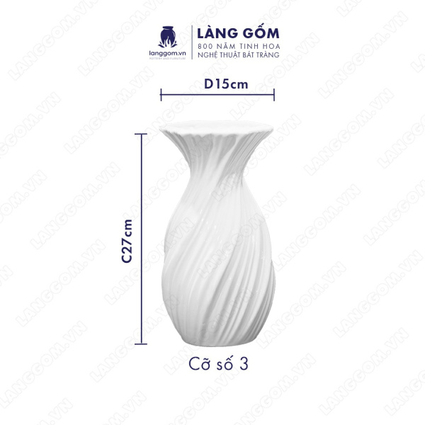 Lọ hoa Men trắng tỏi vặn
