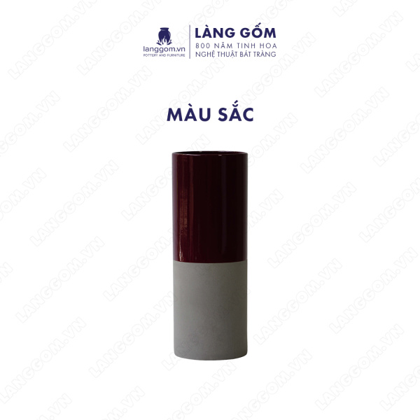 Lọ hoa Men mát 2 màu đỏ xám