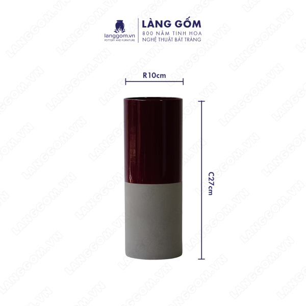 Lọ hoa Men mát 2 màu đỏ xám