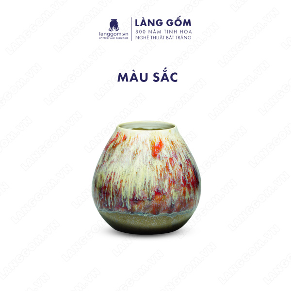 Lọ hoa Men chảy dáng tròn thấp