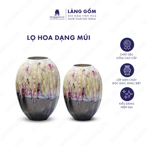 Lọ hoa Men chảy dạng múi