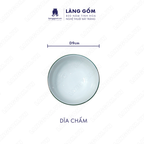 Bộ bàn ăn mặt trời men trắng vẽ hoa sen xanh 
