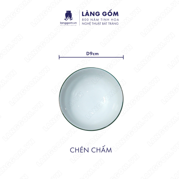 Bộ bàn ăn mặt trời men trắng vẽ hoa sen xanh 