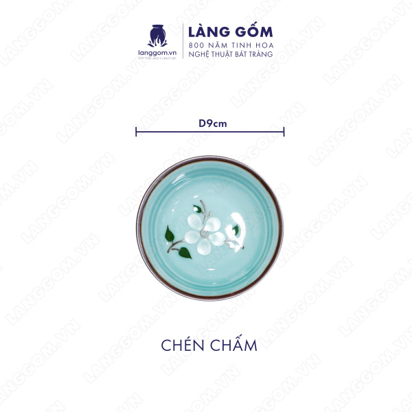 Bộ bàn ăn mặt trời men xanh cổ hoa đào 