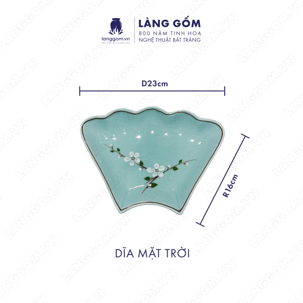 Bộ bàn ăn mặt trời men xanh cổ hoa đào 