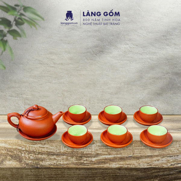 Bộ ấm chén Men mộc chóp ganh