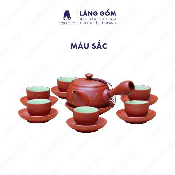 Bộ ấm chén Men mộc chuôi ganh