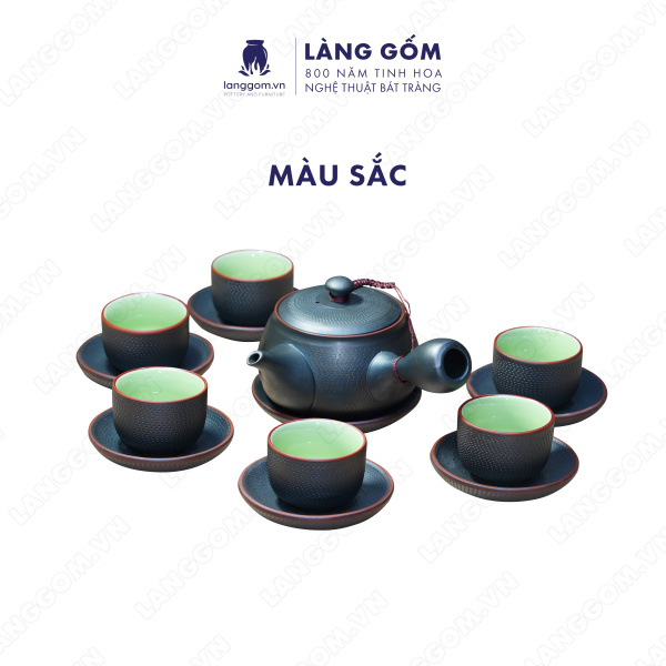 Bộ ấm chén Men mộc chuôi ganh