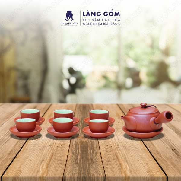 Bộ ấm chén Men mộc chuôi ganh