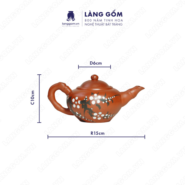 Bộ ấm chén Men mộc Hoa đào