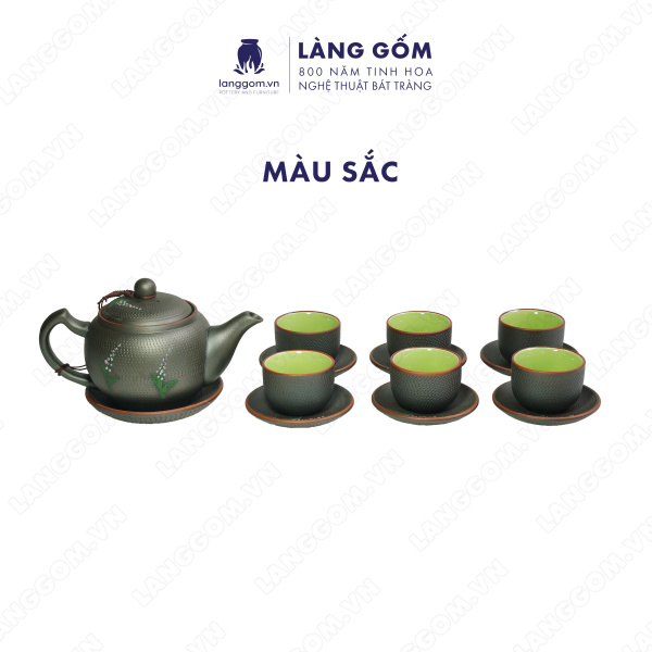 Bộ ấm chén Men mộc hoa oải hương