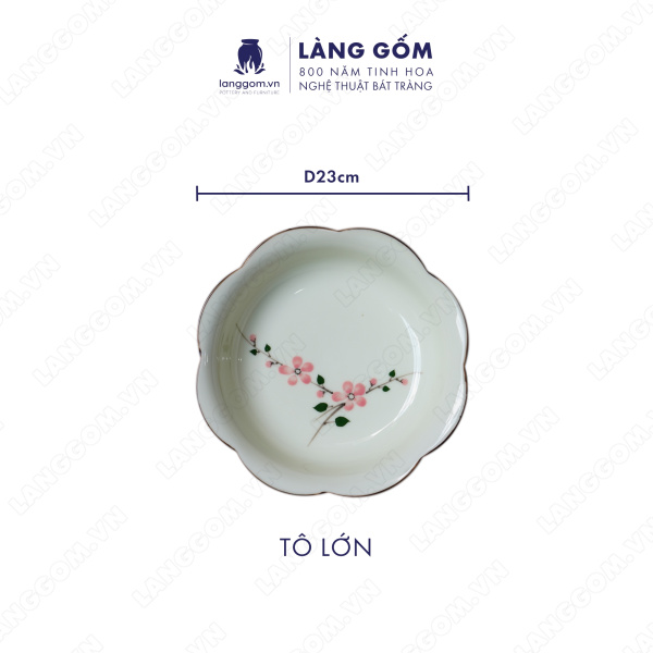 Bộ bàn ăn mặt trời men kem hoa đào