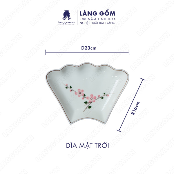Bộ bàn ăn mặt trời men kem hoa đào