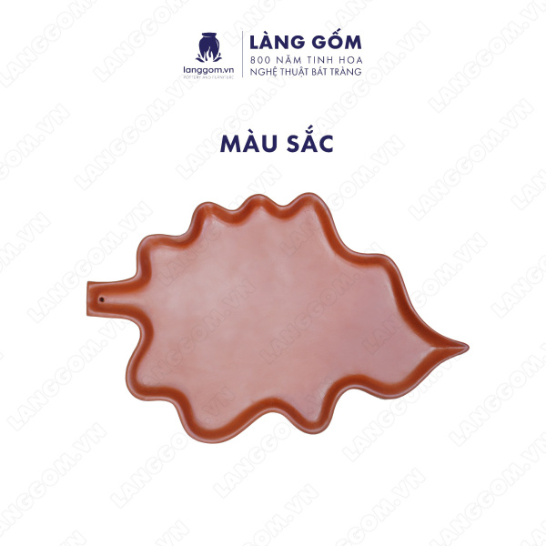 Khay lá nhỏ men mộc màu đỏ