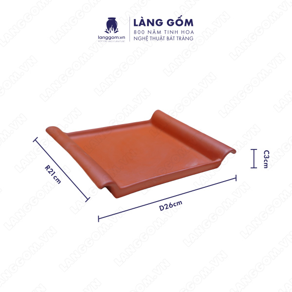 Khay vuông men mộc màu đỏ