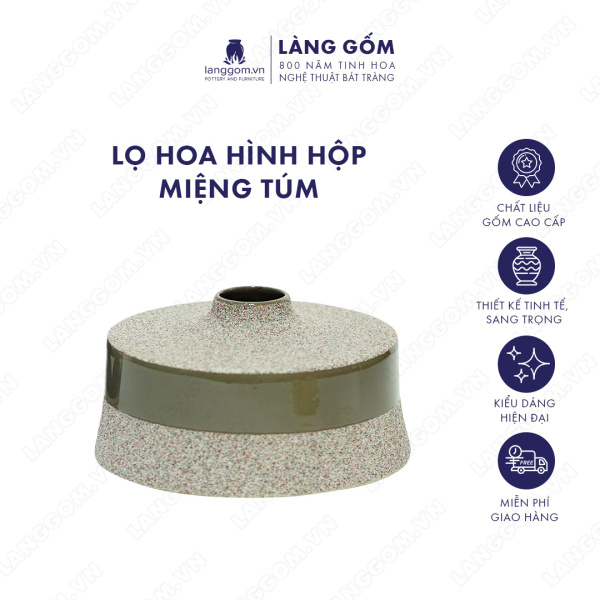 Lọ hoa Men mát hình hộp miệng túm