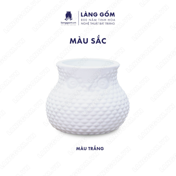 Lọ hoa Men trắng cú béo