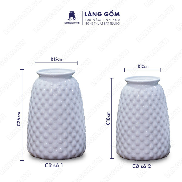 Lọ hoa Men trắng dâu béo