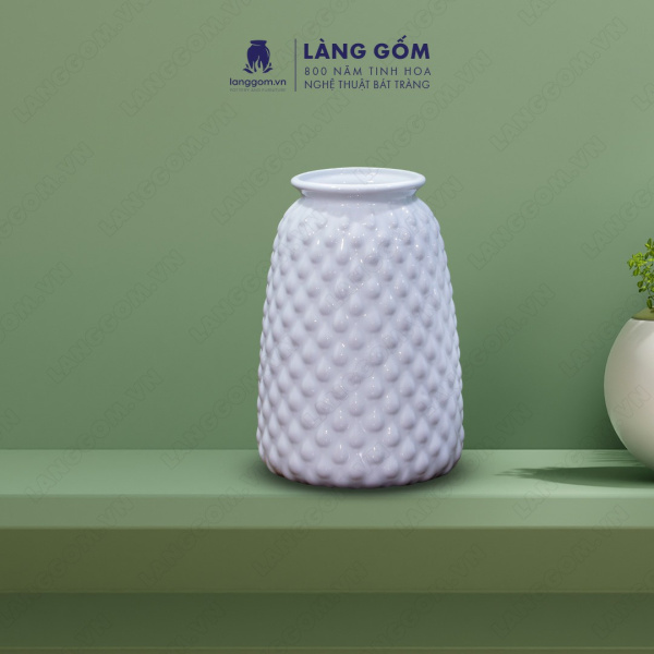 Lọ hoa Men trắng dâu béo