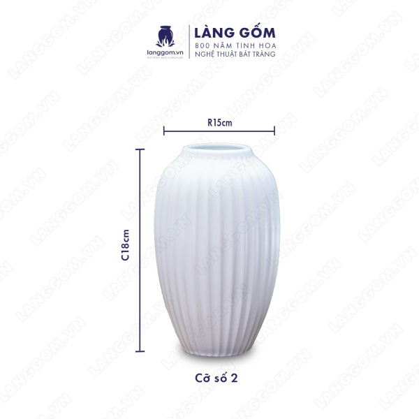 Lọ hoa Men trắng vò dưa