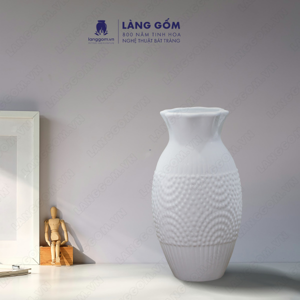 Lọ hoa Men trắng vò ong