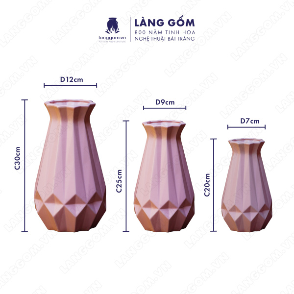 Lọ hoa Men mát ống kim cương
