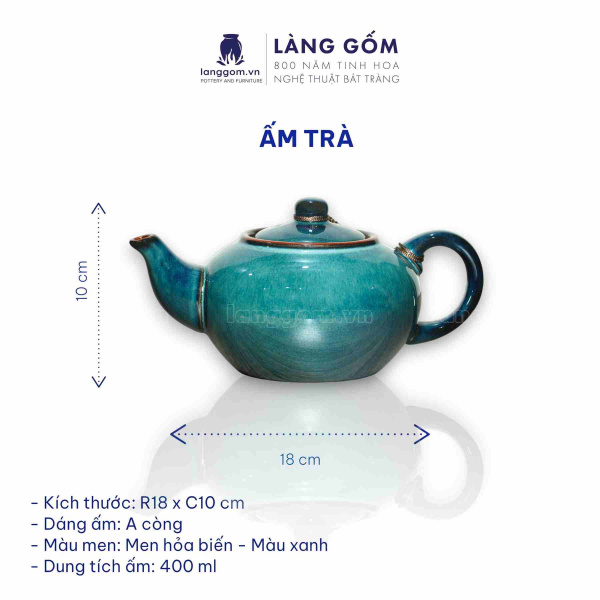 Bộ ấm chén Men hỏa biến chóe - Gốm sứ Bát Tràng 