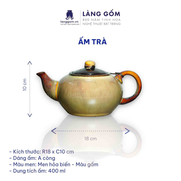Bộ ấm chén Men hỏa biến chóe - Gốm sứ Bát Tràng 