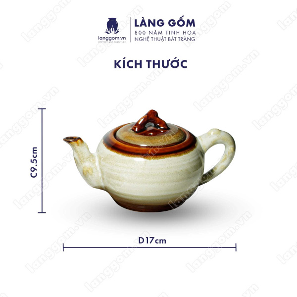 Bộ ấm chén Men hỏa biến đốt trúc to, dung tích 400ml - Gốm sứ Bát Tràng