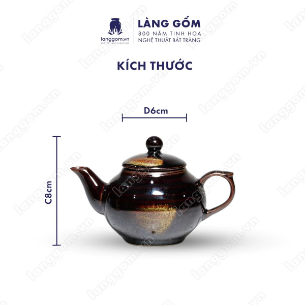 Bộ ấm chén Men hỏa biến hồng - Gốm sứ Bát Tràng