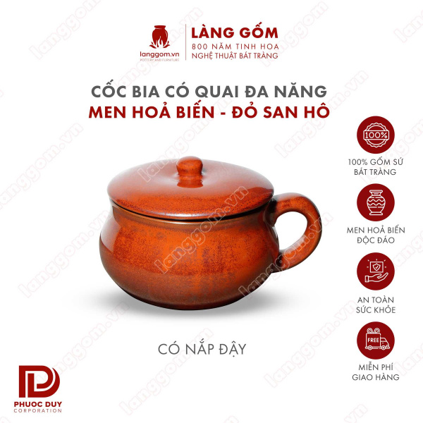 Cốc bia có quai men hỏa biến