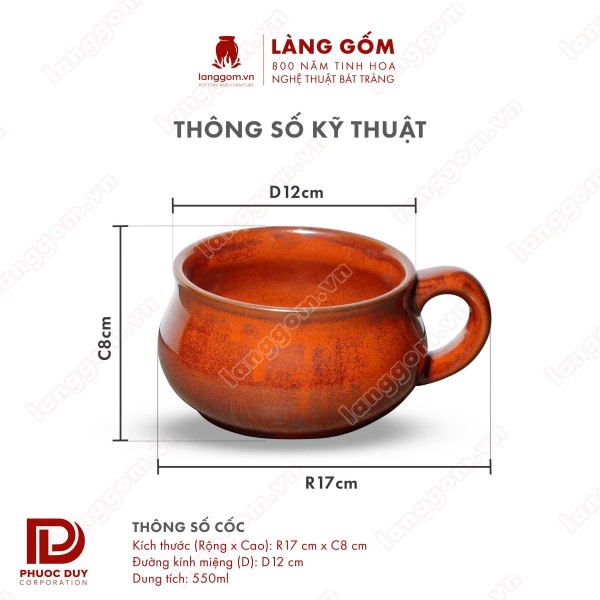 Cốc bia có quai men hỏa biến