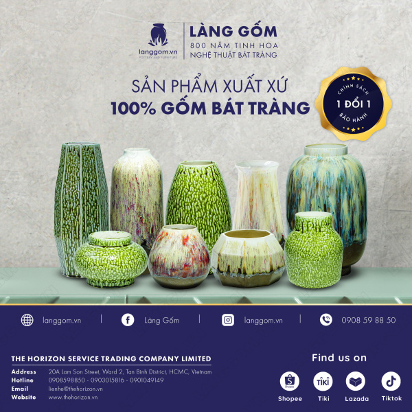 Lọ hoa Men chảy dáng tròn thấp